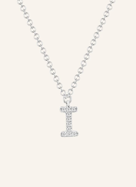 Leaf INITIALIEN Halskette „I“ aus 14 Karat Weißgold mit Diamanten WEISSGOLD