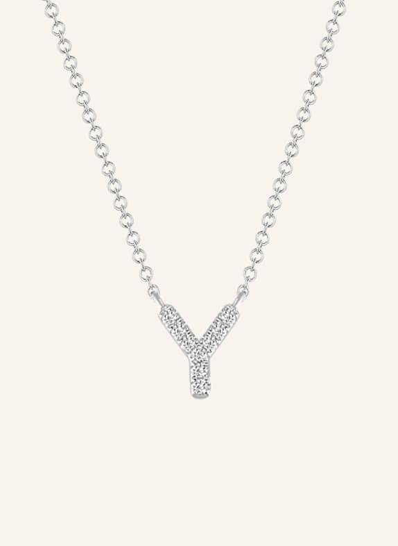 Leaf INITIALIEN Halskette „Y“ aus 14 Karat Weißgold mit Diamanten WEISSGOLD