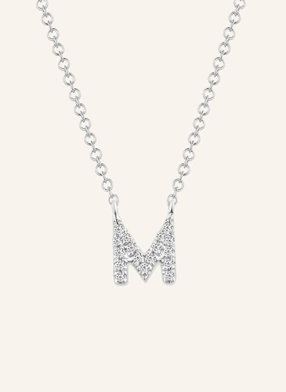 Leaf INITIALIEN Halskette „M“ aus 14 Karat Weißgold mit Diamanten WEISSGOLD
