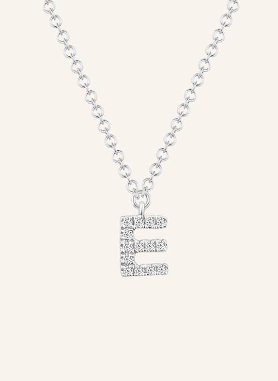 Leaf INITIALIEN Halskette „E“ aus 14 Karat Weißgold mit Diamanten WEISSGOLD