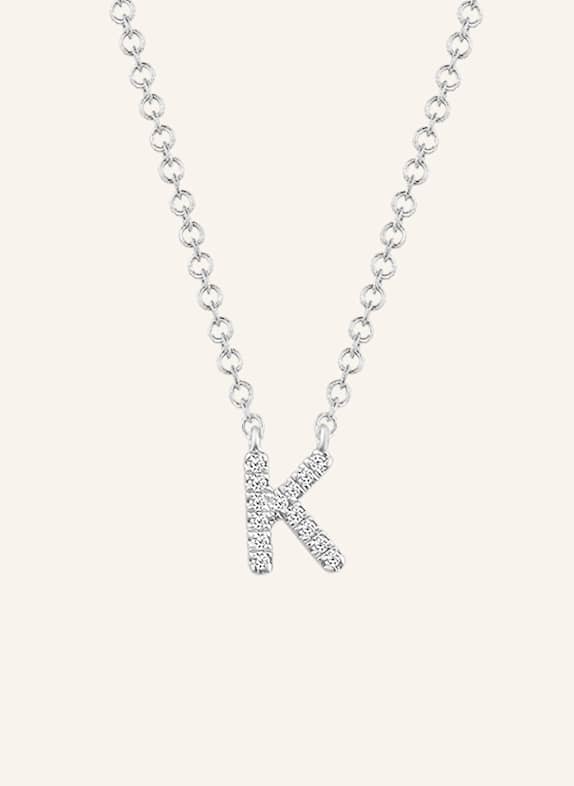 Leaf INITIALIEN Halskette „K“ aus 14 Karat Weißgold mit Diamanten WEISSGOLD