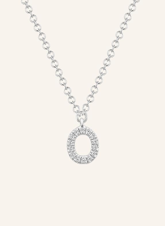 Leaf INITIALIEN Halskette „O“ aus 14 Karat Weißgold mit Diamanten WEISSGOLD