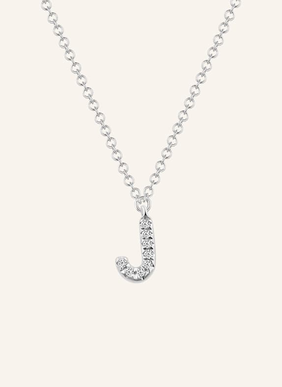 Leaf INITIALIEN Halskette „J“ aus 14 Karat Weißgold mit Diamanten WEISSGOLD