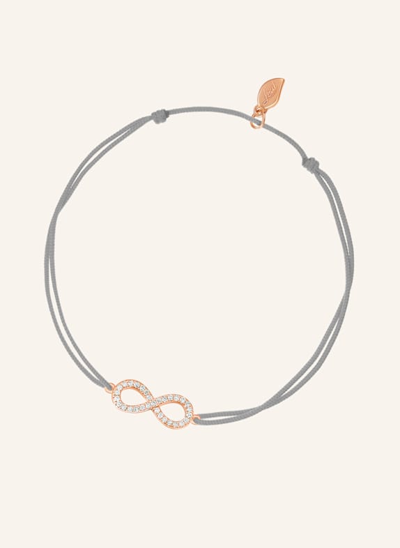 Leaf Freundschaftsarmband INFINITY aus 18 Karat Roségold mit Diamanten GRAU