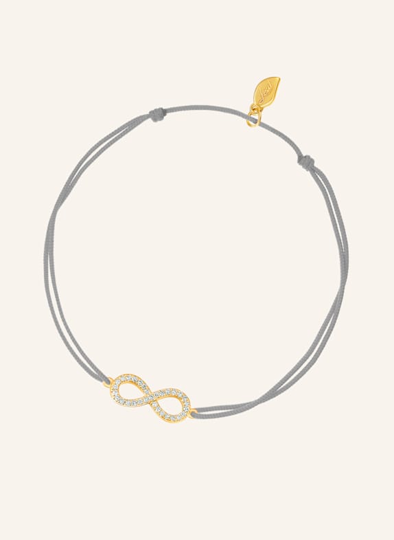 Leaf Freundschaftsarmband INFINITY aus 18 Karat Gelbgold mit Diamanten GRAU