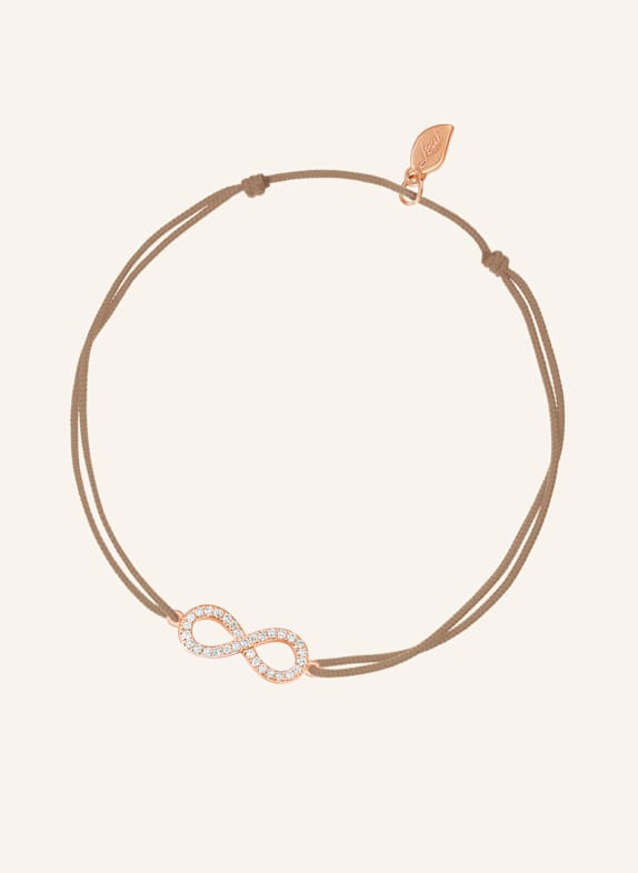 Leaf Freundschaftsarmband INFINITY aus 18 Karat Roségold mit Diamanten BEIGE