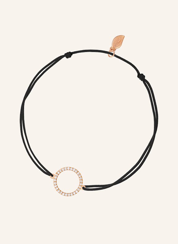 Leaf Freundschaftsarmband CIRCLE aus 18 Karat Roségold mit Diamanten SCHWARZ