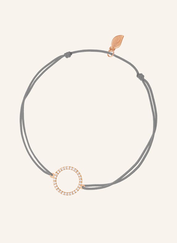 Leaf Freundschaftsarmband CIRCLE aus 18 Karat Roségold mit Diamanten GRAU