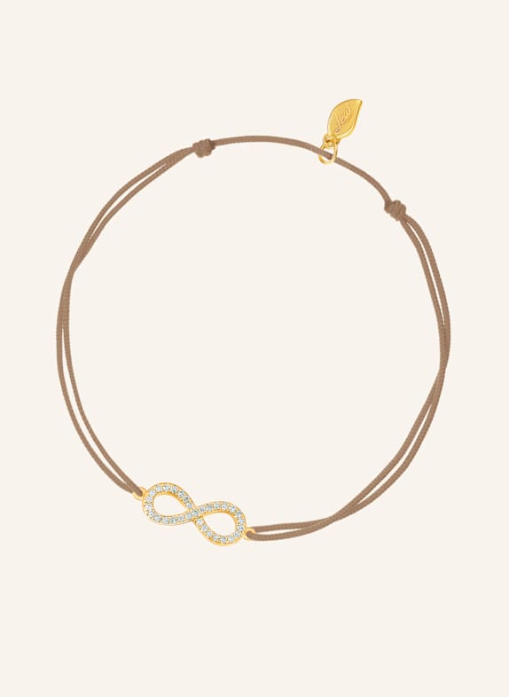 Leaf Freundschaftsarmband INFINITY aus 18 Karat Gelbgold mit Diamanten BEIGE