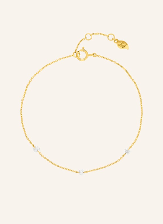Leaf Armband PURE Triple aus 18 Karat Gelbgold mit Diamanten GOLD