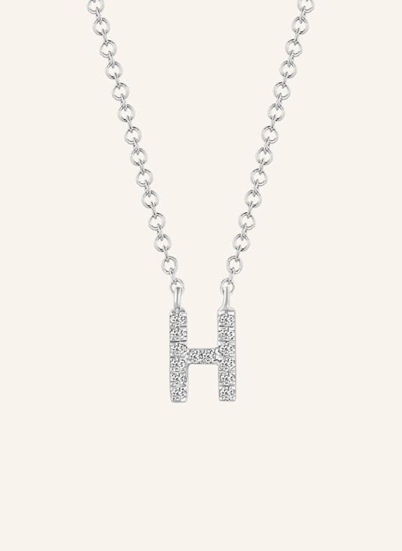 Leaf INITIALIEN Halskette „H“ aus 14 Karat Weißgold mit Diamanten WEISSGOLD
