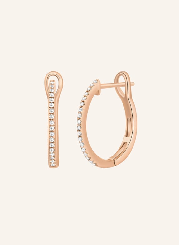 Leaf Creolen CIRCLE S aus 18 Karat Rosébgold mit Diamanten ROSÉGOLD
