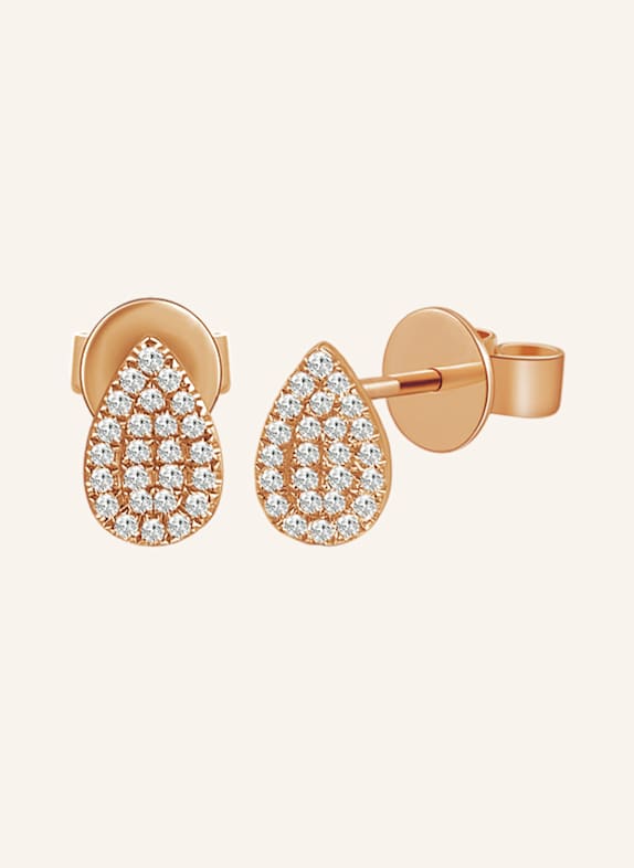 Leaf Ohrstecker DROPS aus 18 Karat Rosegold mit Diamanten ROSÉGOLD