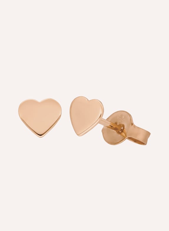 Leaf Ohrstecker HERZ aus 14 Karat Rosegold ROSÉGOLD