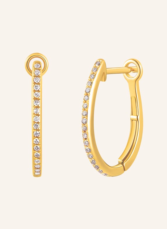 Leaf Creolen OVAL S aus 18 Karat Gelbgold mit Diamanten GOLD