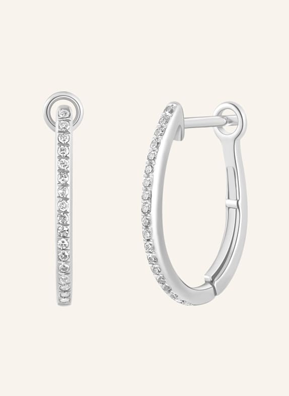 Leaf Creolen OVAL S aus 18 Karat Weißgold mit Diamanten WEISSGOLD