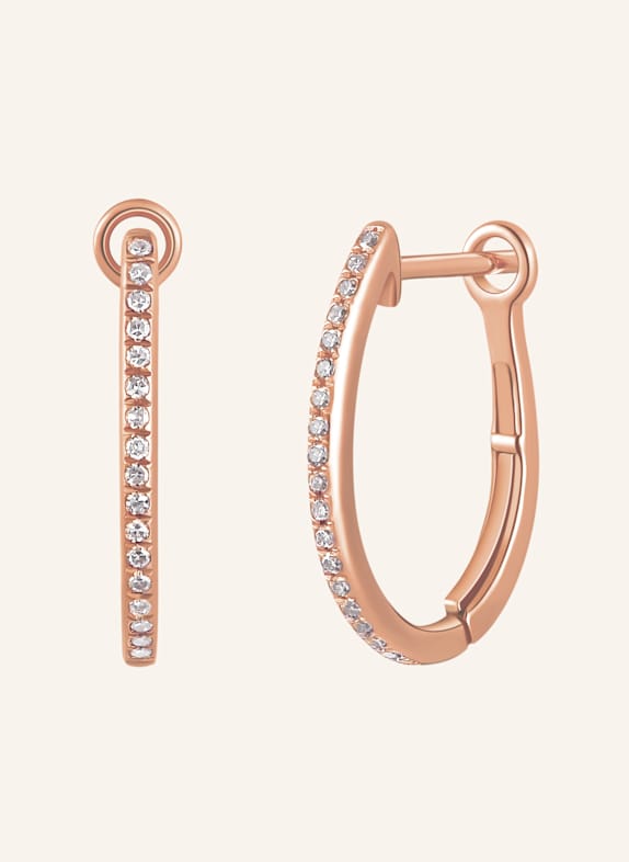 Leaf Creolen OVAL S aus 18 Karat Rosébgold mit Diamanten ROSÉGOLD