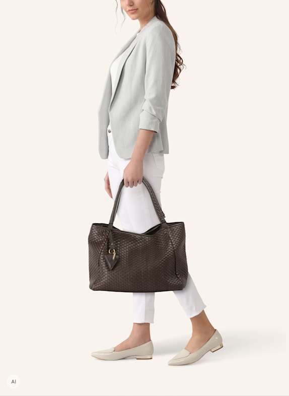 Parise Handtasche '09' OHNE FRANSEN LARGE BRAUN/ DUNKELBRAUN