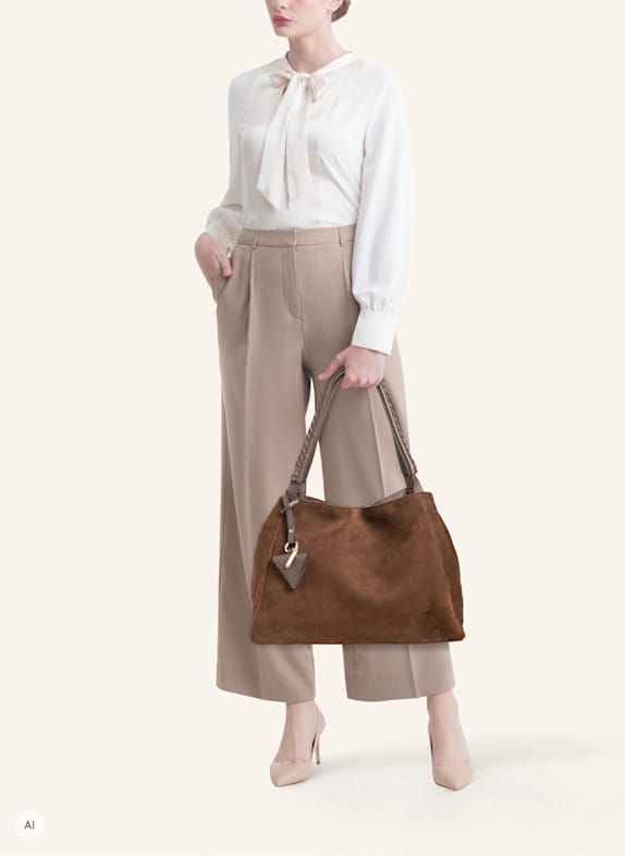 Parise Handtasche '09' OHNE FRANSEN LARGE DUNKELBRAUN/ BRAUN