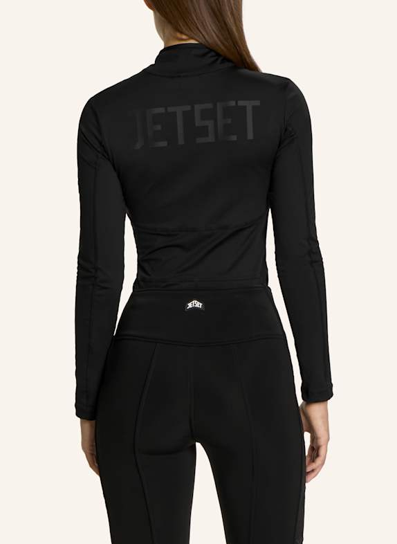 JET SET Langarm Zip Hemd GINGER SCHWARZ
