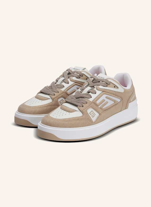 BALMAIN Sneakers B-Court Skate aus Molton und Kalbsleder BEIGE