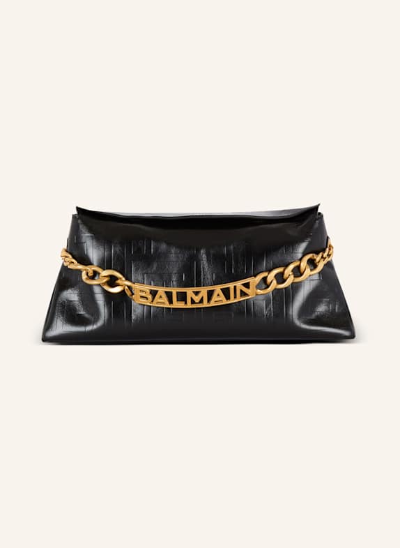 BALMAIN Clutch 1945 Soft aus Kalbsleder mit Monogramm SCHWARZ