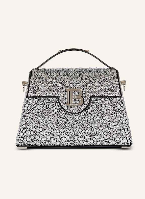 BALMAIN Tasche B-Buzz Dynasty aus Wildleder und Strass SILBER