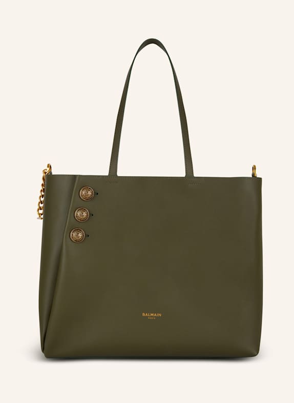 BALMAIN Shopper Emblčme aus Leder KHAKI