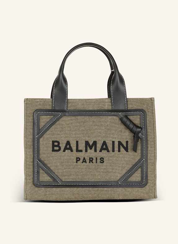 BALMAIN Kleiner Shopper B-Army aus Canvas mit Ledereinsätzen KHAKI