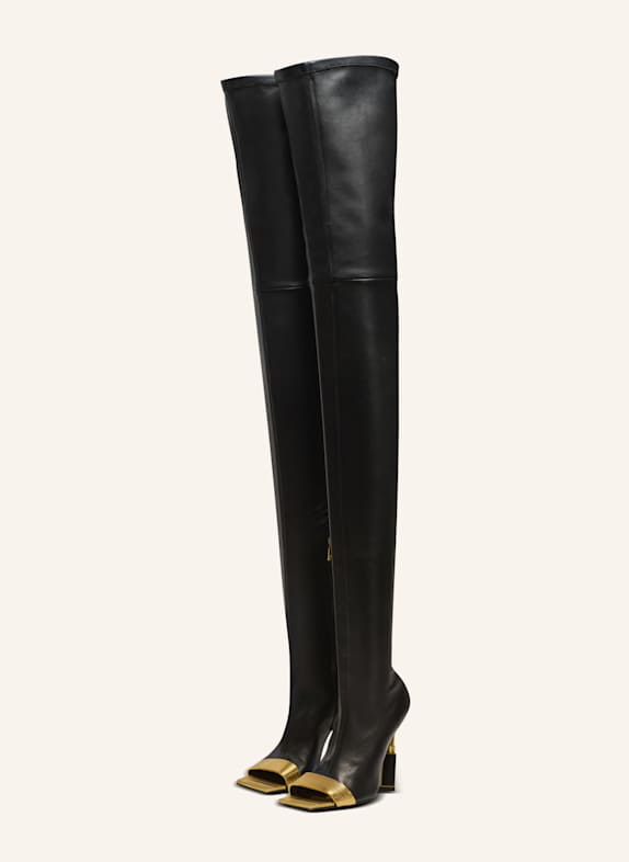 BALMAIN Overknee-Stiefel Lipstick aus Lammleder SCHWARZ
