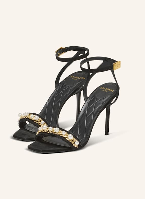 BALMAIN Sandalen PB aus Wildleder SCHWARZ