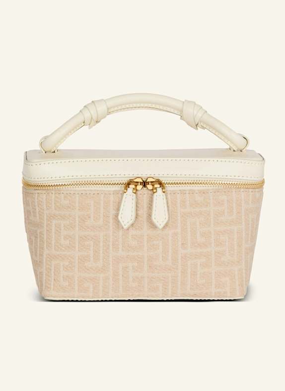 BALMAIN Beautycase B-Army aus Canvas mit Monogramm-Muster und Leder BEIGE