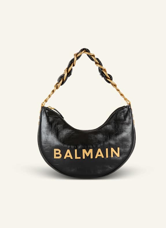 BALMAIN Tasche 1945 Soft Moon aus geknittertem Kalbsleder SCHWARZ