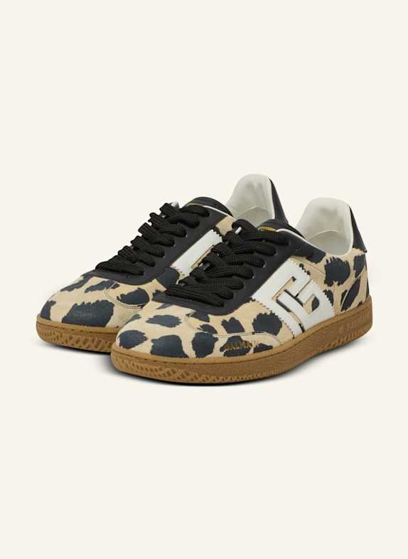 BALMAIN Sneakers Balmain Swan aus Wildleder mit Leoparden-Print BRAUN
