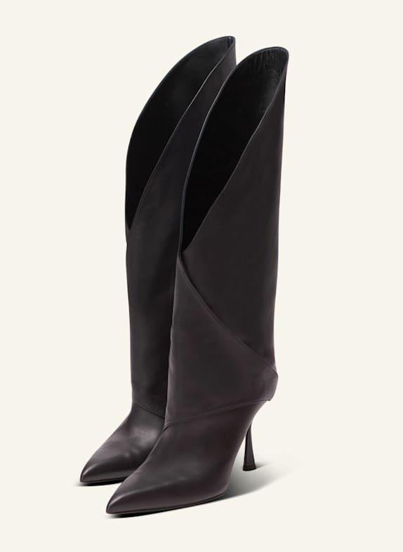 BALMAIN Twist Lederstiefel mit Absatz SCHWARZ
