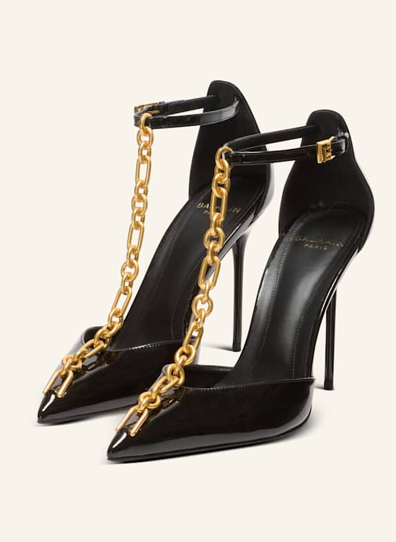 BALMAIN Sync Pumps aus Lackleder mit spitzer Zehenpartie SCHWARZ
