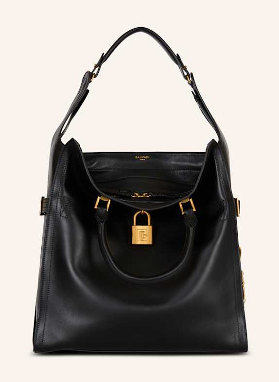 BALMAIN Großer Shopper Pulse aus gewachstem Kalbsleder SCHWARZ