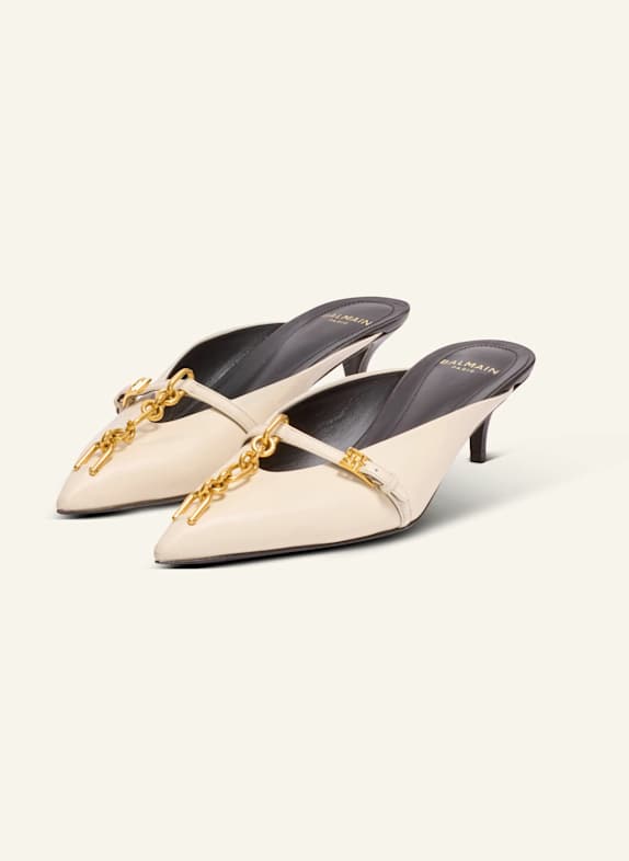 BALMAIN Sync Pantoletten aus Leder mit spitzer Zehenpartie BEIGE