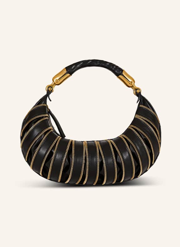 BALMAIN Mittelgroße Tasche Ebene mit Reißverschlüssen aus Kalbsleder SCHWARZ