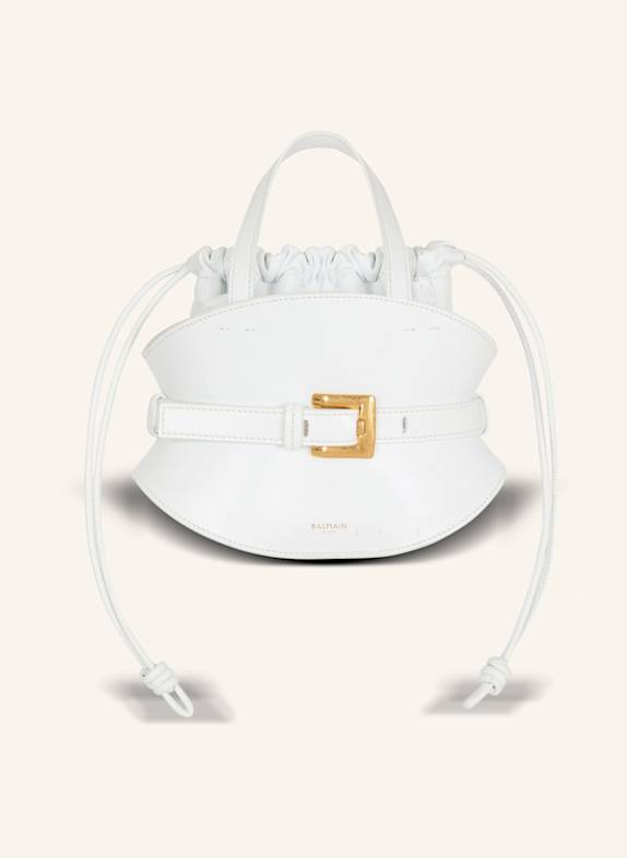 BALMAIN Mini-Tasche Shuffle aus Kalbsleder WEISS