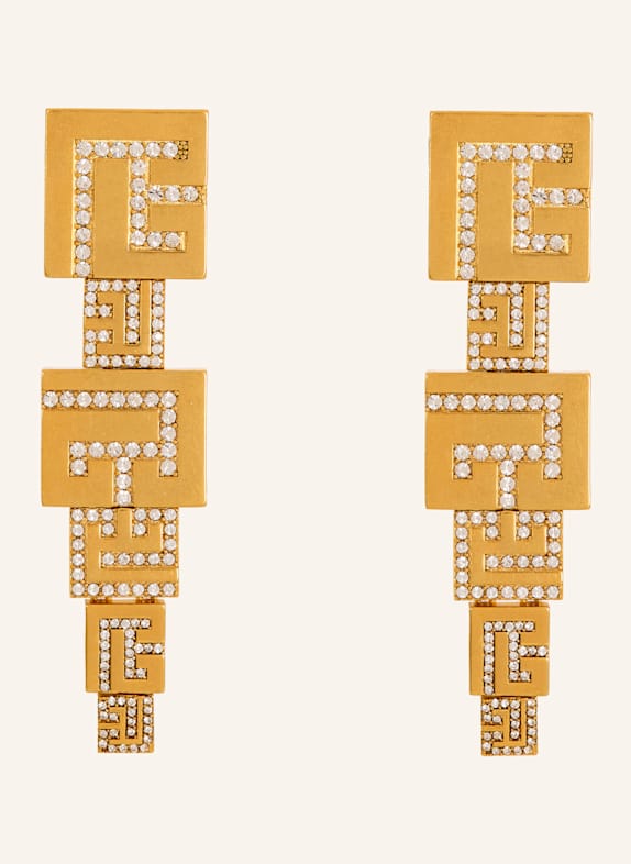 BALMAIN Ohrringe mit 3D-PB und Kristallen GOLD