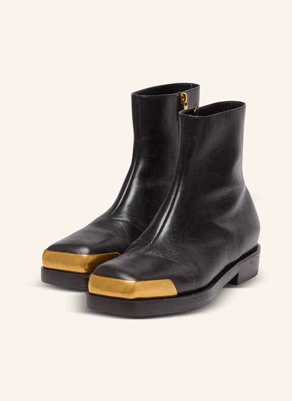 BALMAIN Stiefel mit eckiger Zehenpartie aus texturiertem Leder SCHWARZ