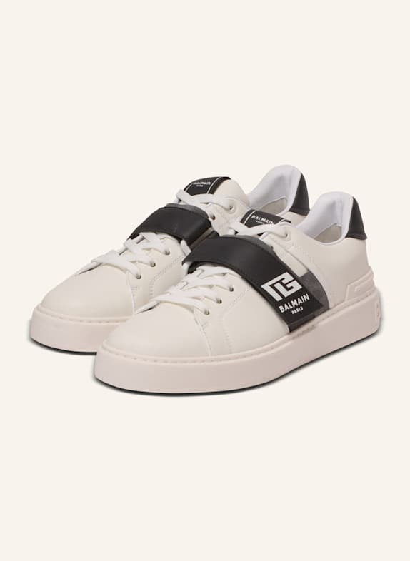 BALMAIN Sneakers B-Court aus Kalbsleder mit PB-Logo auf der Zunge WEISS