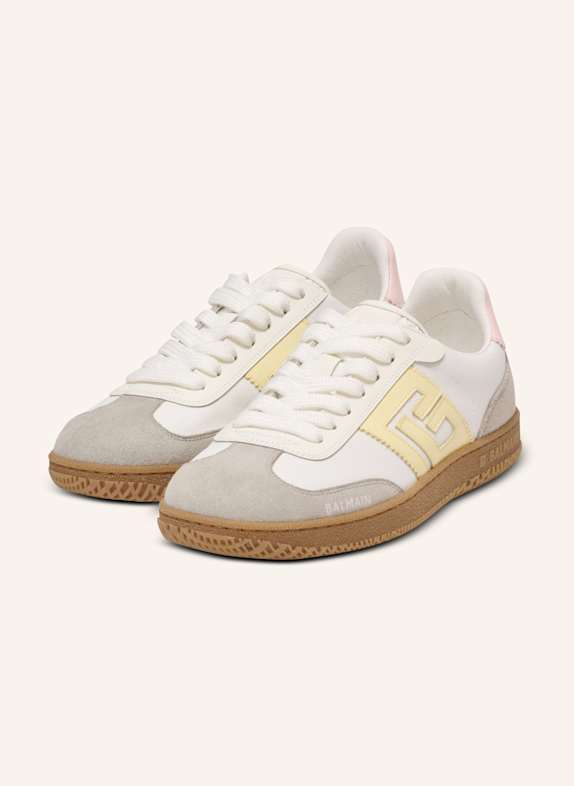 BALMAIN Sneakers Swan aus Kalbsleder und Nylon WEISS
