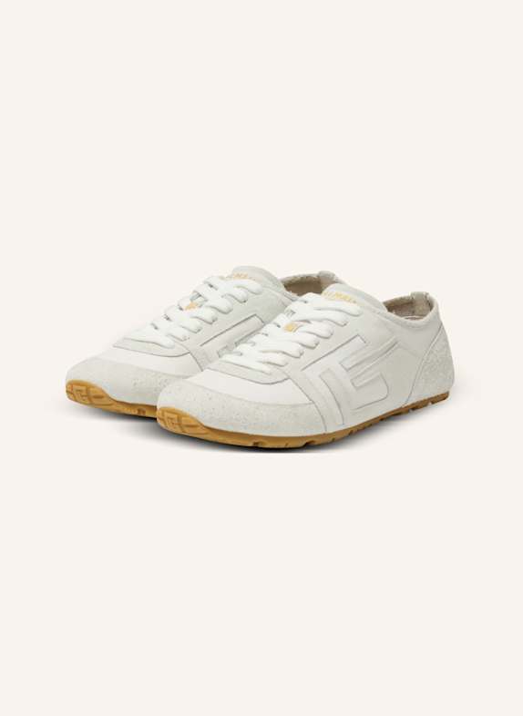 BALMAIN Sneakers Racer 45 aus Wildleder und Lammleder WEISS