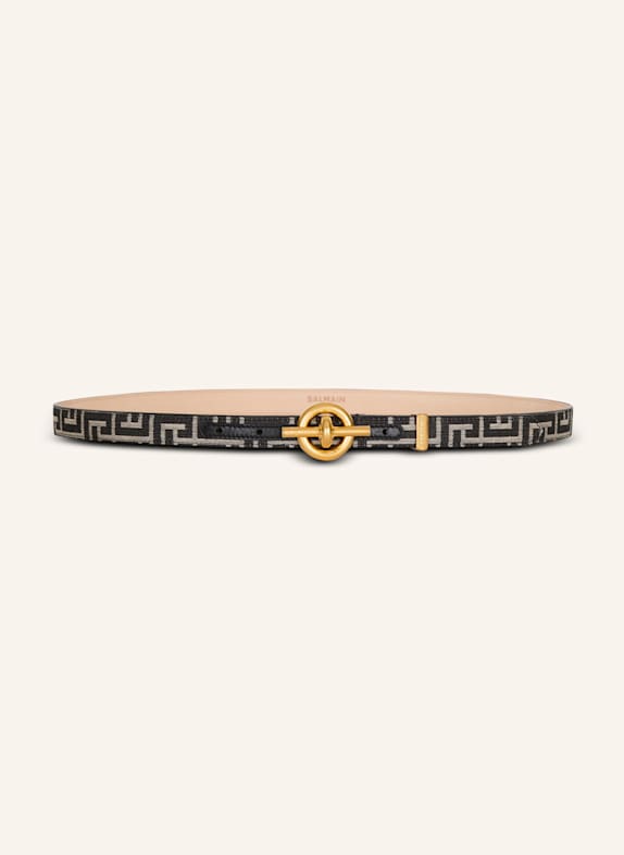 BALMAIN Gürtel T-Bar aus Monogramm-Jacquard SCHWARZ