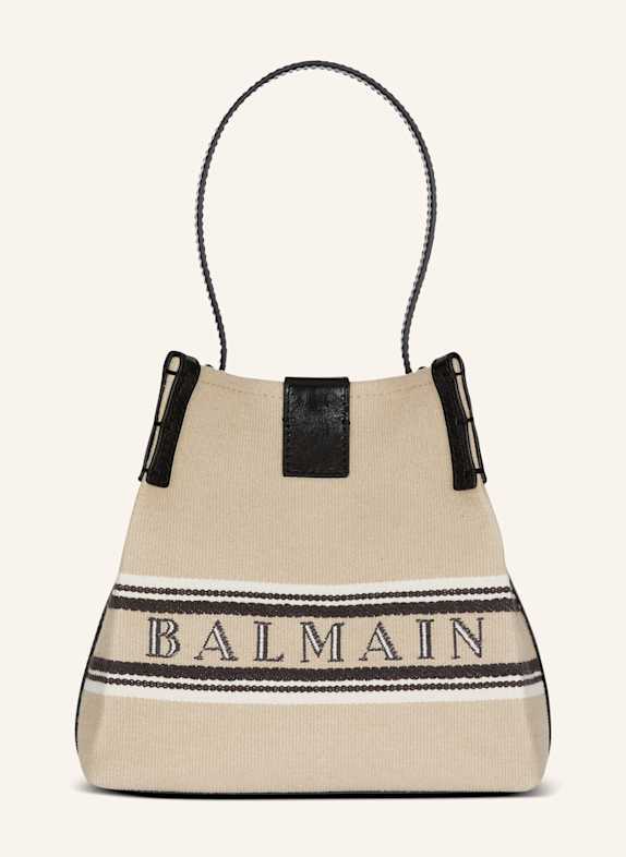 BALMAIN Beuteltasche Release aus Canvas und Kalbsleder KHAKI