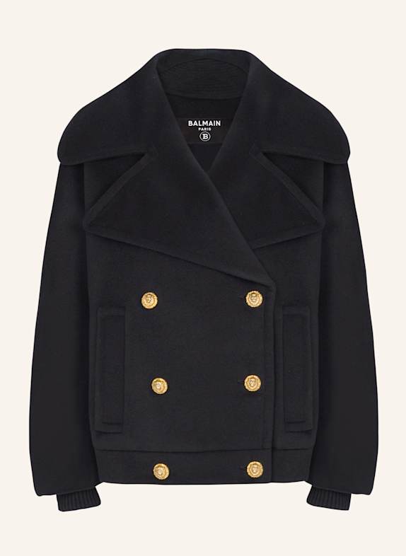 BALMAIN Kurzmantel mit vier Knöpfen aus Wolle SCHWARZ