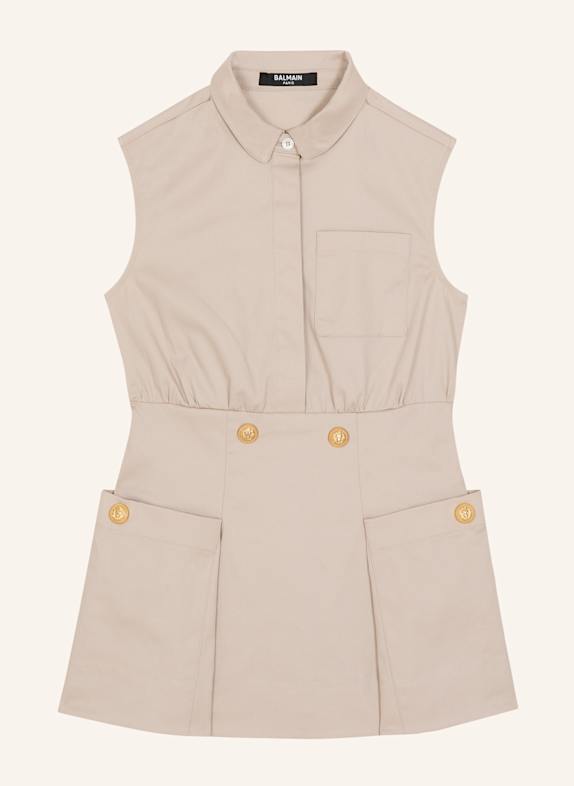 BALMAIN Ausgestelltes Kleid mit Knöpfen KHAKI