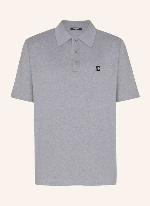 BALMAIN Besticktes Poloshirt aus Baumwolle GRAU
